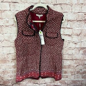 Young Threads Quilted Vest Maroon Medium NWY Granny core